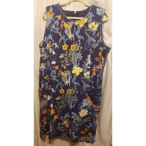 Lands End Keyhole Floral Sheath Dress sz. 18